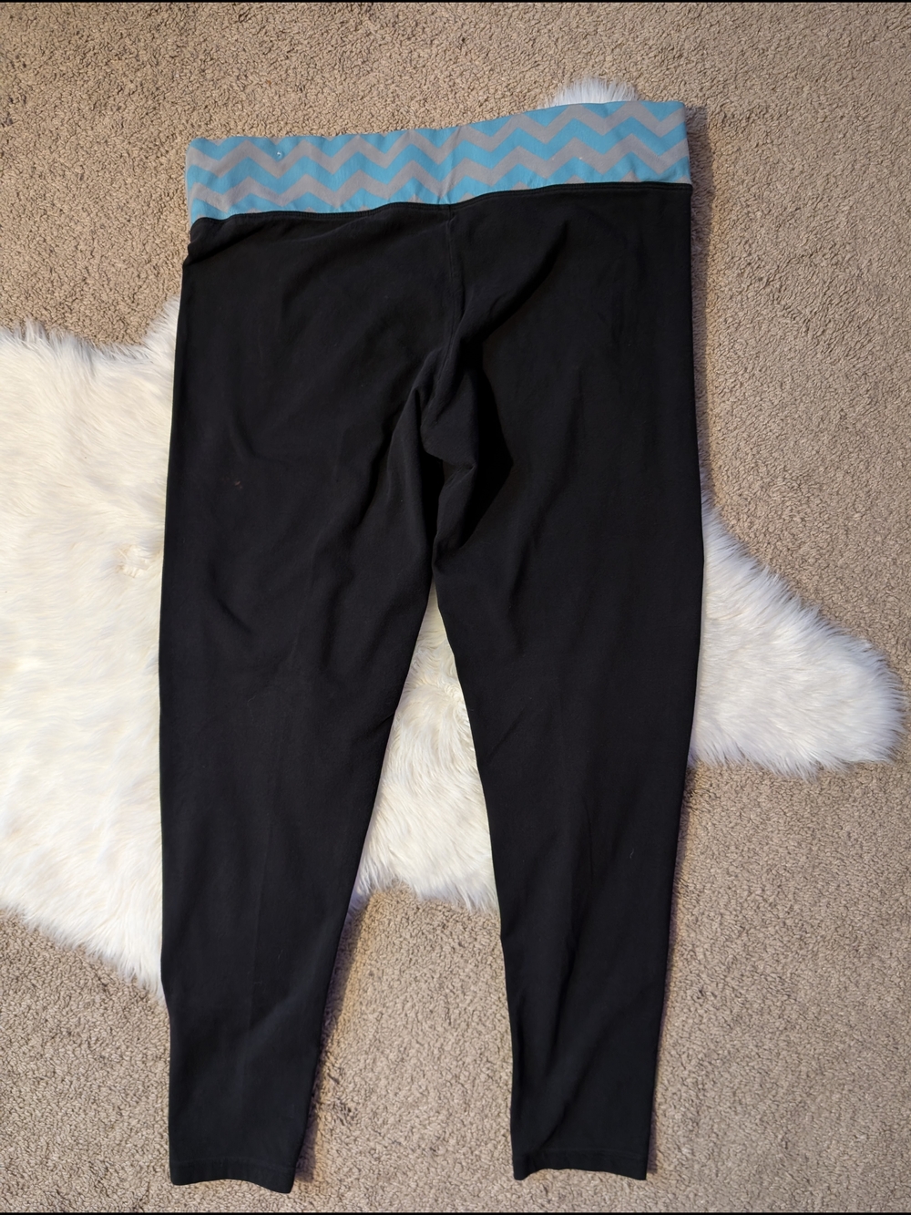 Victoria's Secret PINK Logo Yoga Stretch Pants Black Wide Waistband Size Large - Picture 2 of 11